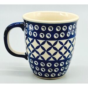 Manufaktura Boleslawiec Mug Blue White Geometric Polish Pottery